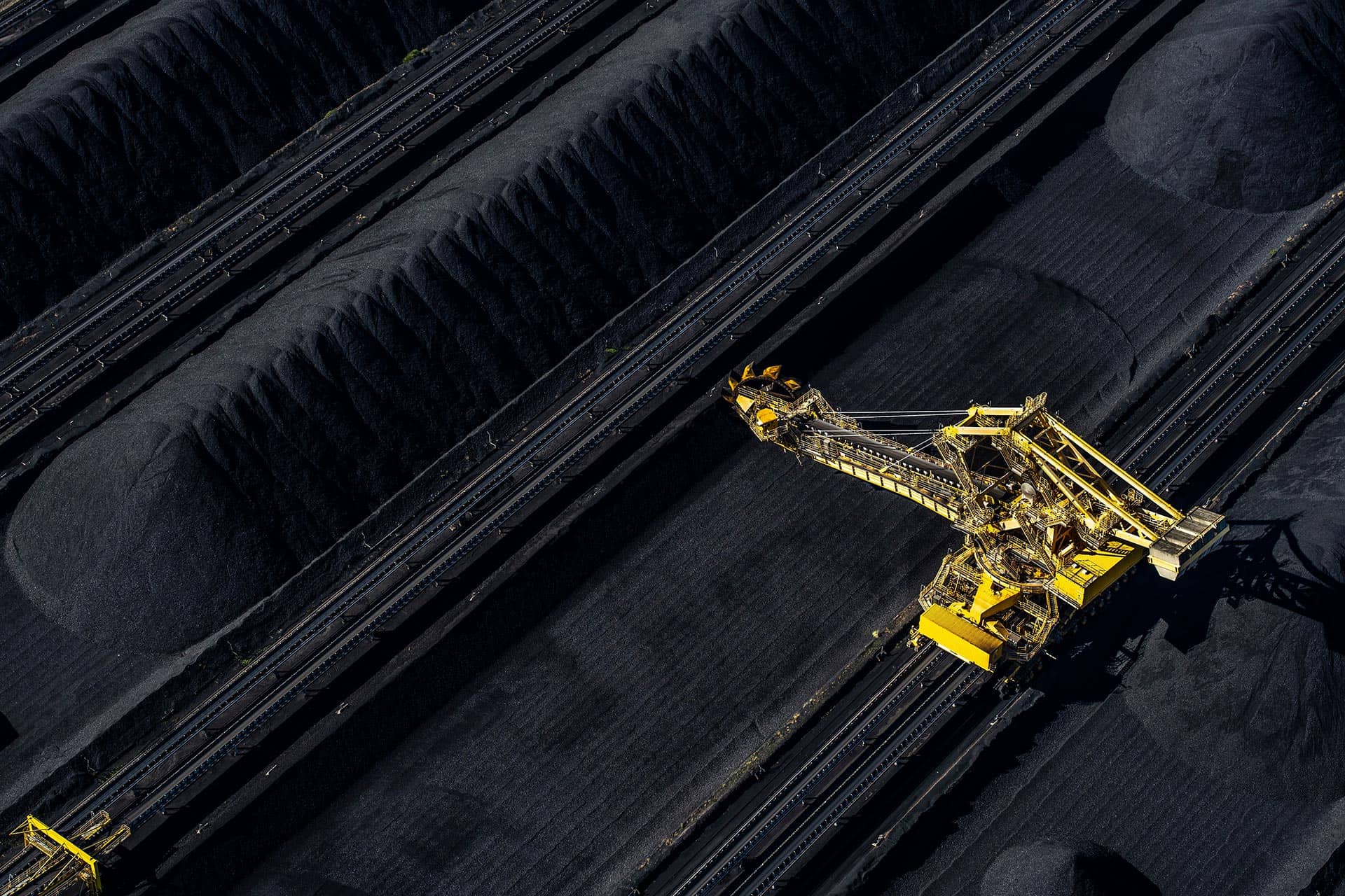 Heavy mining machinery processing commodities