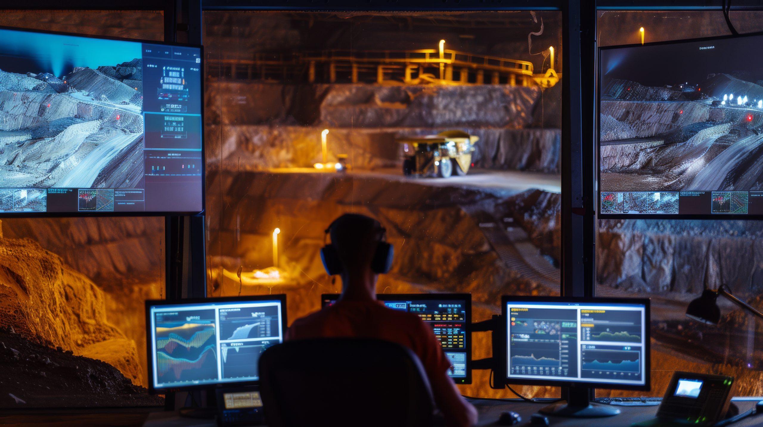 Mining control room monitoring operational data