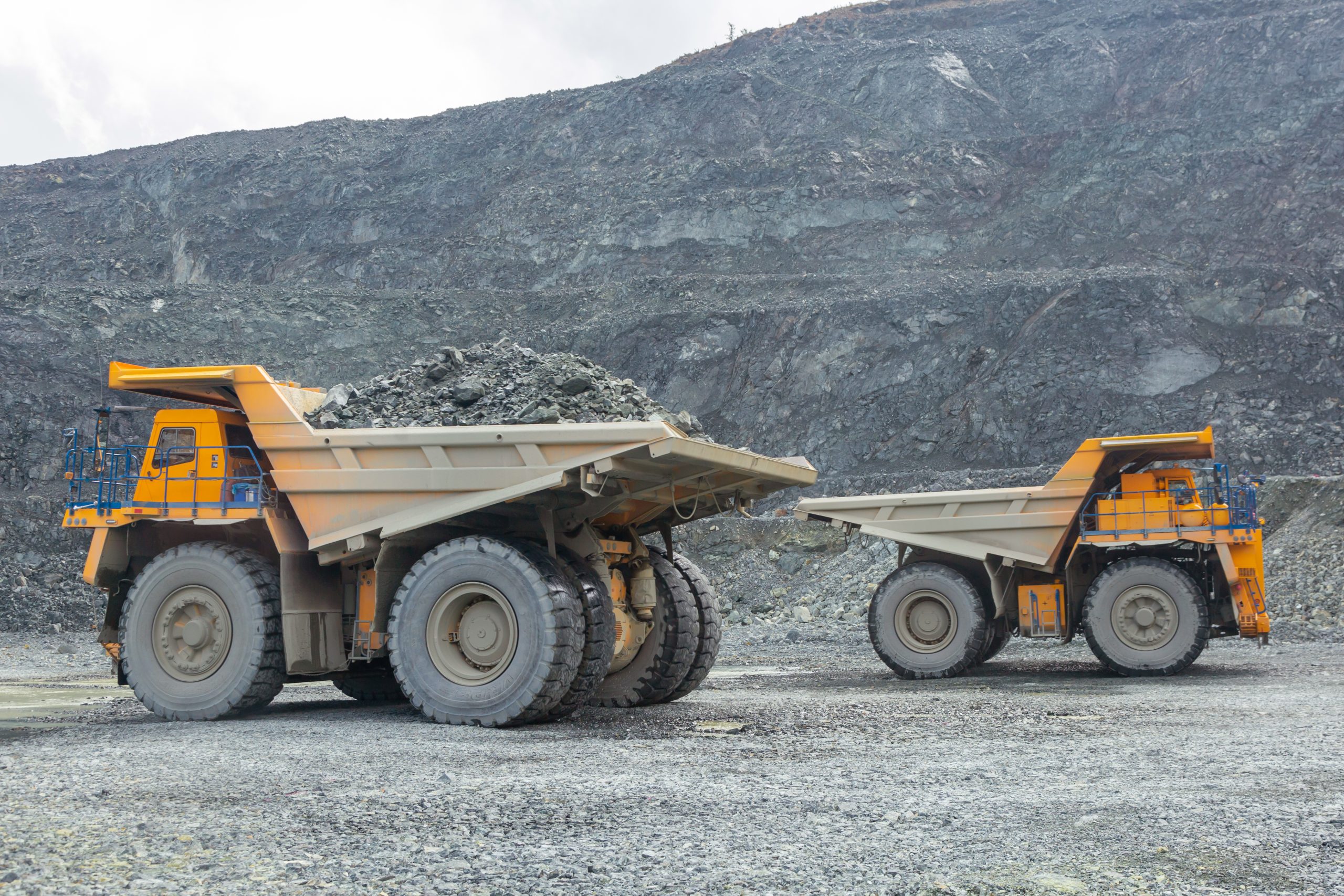 Mining haul truck transporting material